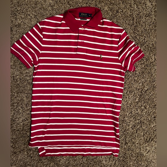 Polo Ralph Lauren Pink & White Striped Polo Shirt (S) - Picture 1 of 4